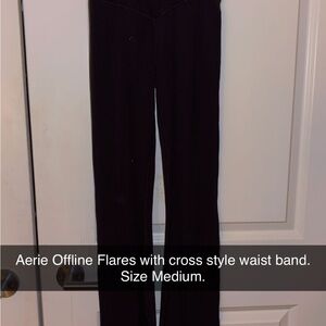 Aerie Black Flares with Cross Waistband